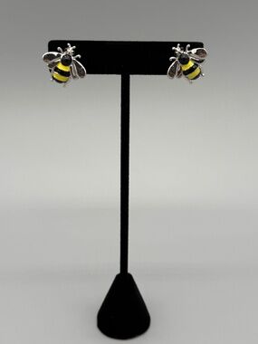 Sterling Silver and Enamel Bee earrings
